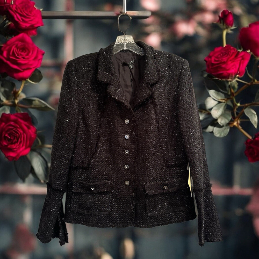 Pamela Dennis Couture Black Blazer with Sparkle Buttons NWT